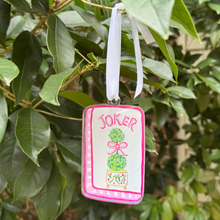 Load image into Gallery viewer, Pink mahjong Joker ornament for Christmas tree and holiday décor.
