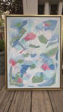 Load and play video in Gallery viewer, Original 18 x 24 inch abstract painting on canvas framed ina gold float frame. 
