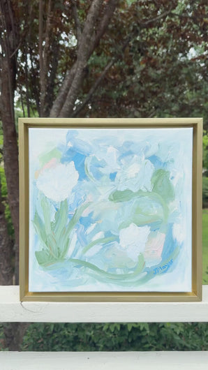 Contemporary coastal canvas painting with rich texture and soft layered tones designed for elegant collected interiors.
