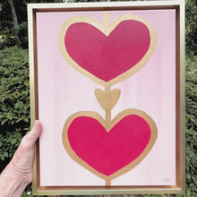Load and play video in Gallery viewer, Heartstrings II, 11 x 14, Pink and Red Heart Art
