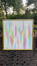 Load and play video in Gallery viewer, Signed original abstract acrylic painting by Jeanne Player Fine Art with colorful expressive brushwork. Preppy colorful dorm room decor featuring original abstract artwork with pink and blue summer-inspired colors
