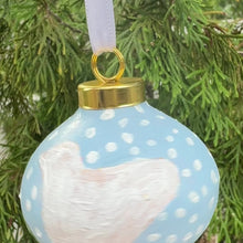 Load and play video in Gallery viewer, White Dove on Blue Christmas Ornament
