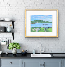Load image into Gallery viewer, Scenic Pebble Beach golf course art print featuring the famous 17th hole with dramatic coastal cliffs, ocean views, and lush green fairways.
