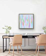 Load image into Gallery viewer, The Colors of Summer original abstract painting styled in a modern gold frame for colorful home decor

