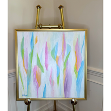 Load image into Gallery viewer, The Colors of Summer original abstract painting styled in a modern gold frame for colorful home decor

