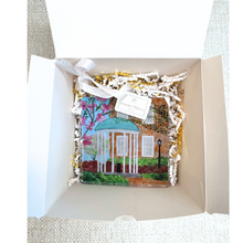 Load image into Gallery viewer, Decorative UNC Chapel Hill acrylic ornament with satin ribbon ideal for holiday decorating and college gift giving.
UNC Tar Heels Old Well ornament created from original Jeanne Player artwork for alumni gifts and Christmas decor.
