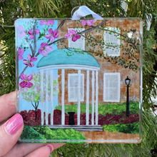 Load image into Gallery viewer, University of North Carolina Old Well Christmas ornament with lightweight acrylic design and satin ribbon for hanging.
