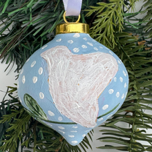Load image into Gallery viewer, White Dove on Blue Christmas Ornament

