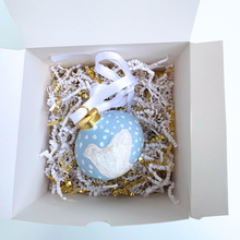 Load image into Gallery viewer, White Dove on Blue Christmas Ornament
