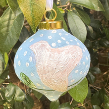 Load image into Gallery viewer, White Dove on Blue Christmas Ornament
