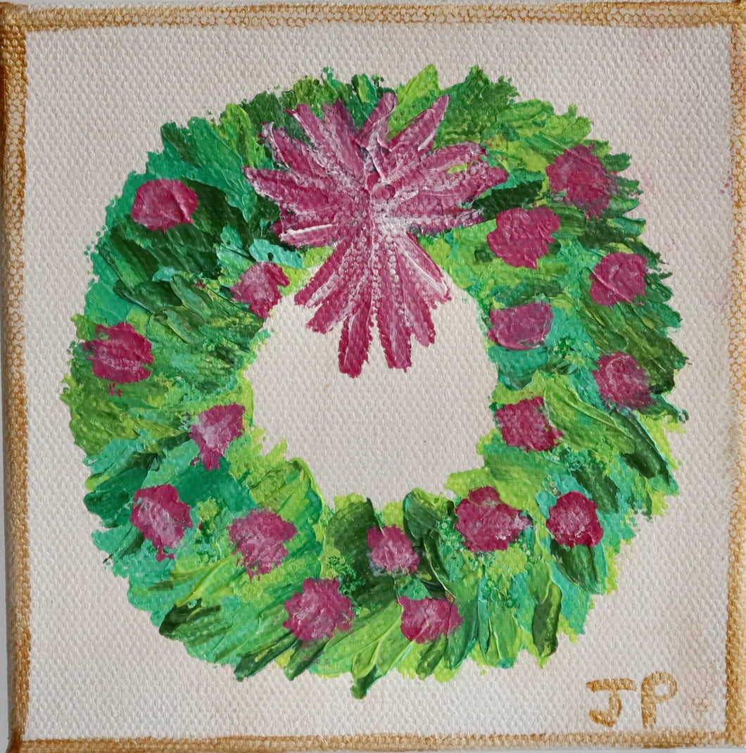 Christmas Wreath, 5 x 5 inches