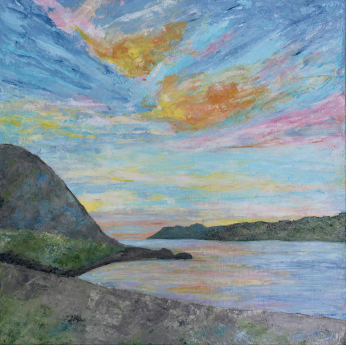 Sunset Bay, 24 x 24 x 1.5 - Jeanne Player Fine Art